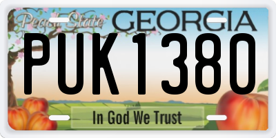 GA license plate PUK1380