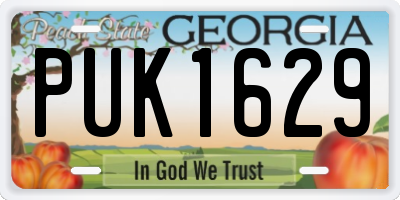 GA license plate PUK1629