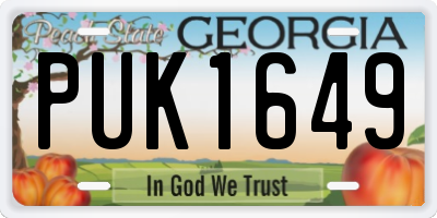 GA license plate PUK1649