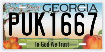 GA license plate PUK1667