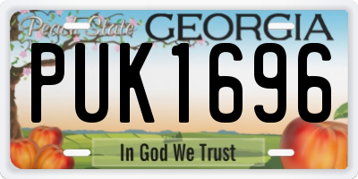 GA license plate PUK1696