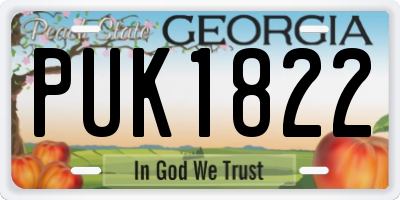 GA license plate PUK1822