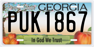 GA license plate PUK1867