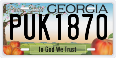 GA license plate PUK1870