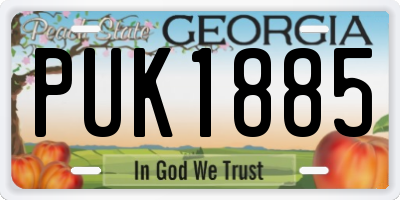 GA license plate PUK1885