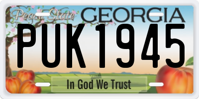 GA license plate PUK1945