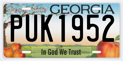GA license plate PUK1952
