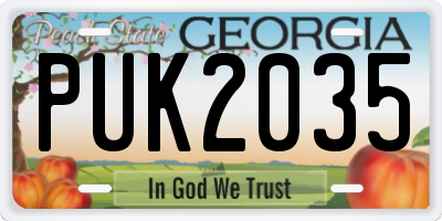 GA license plate PUK2035