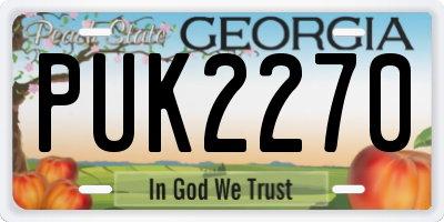 GA license plate PUK2270