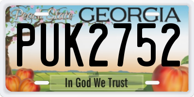 GA license plate PUK2752