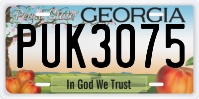GA license plate PUK3075