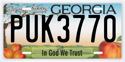 GA license plate PUK3770