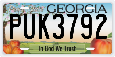 GA license plate PUK3792