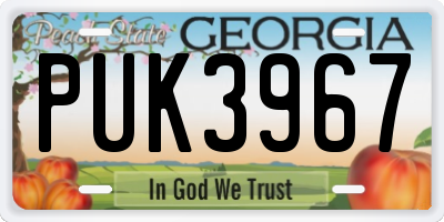 GA license plate PUK3967