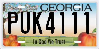 GA license plate PUK4111