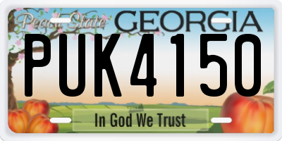 GA license plate PUK4150