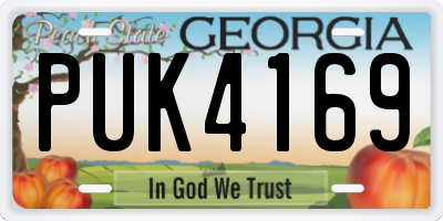 GA license plate PUK4169