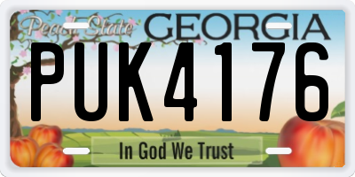 GA license plate PUK4176