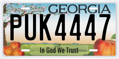 GA license plate PUK4447