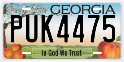 GA license plate PUK4475