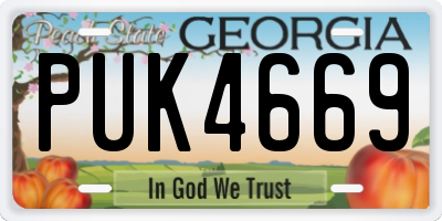 GA license plate PUK4669
