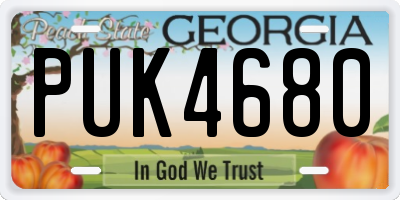 GA license plate PUK4680