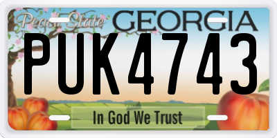 GA license plate PUK4743