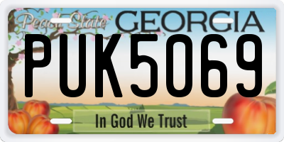 GA license plate PUK5069