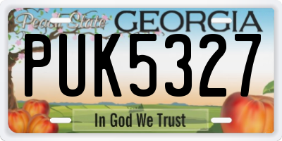 GA license plate PUK5327