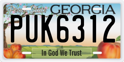 GA license plate PUK6312