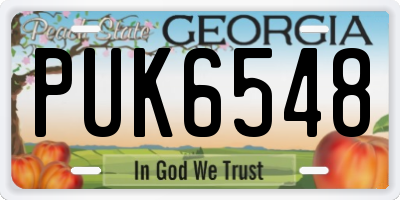 GA license plate PUK6548