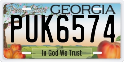 GA license plate PUK6574