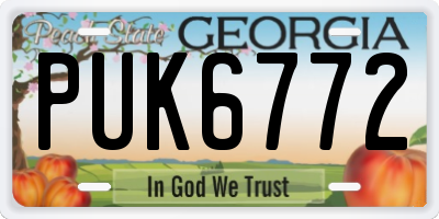 GA license plate PUK6772