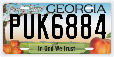 GA license plate PUK6884