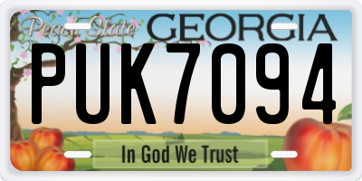 GA license plate PUK7094