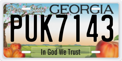 GA license plate PUK7143