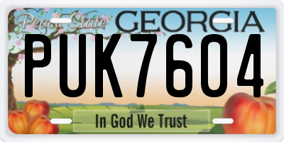 GA license plate PUK7604