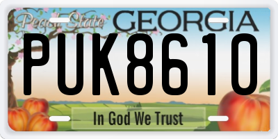 GA license plate PUK8610