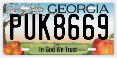 GA license plate PUK8669