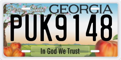 GA license plate PUK9148