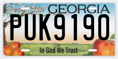 GA license plate PUK9190