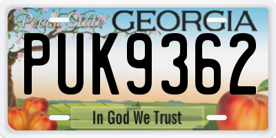 GA license plate PUK9362