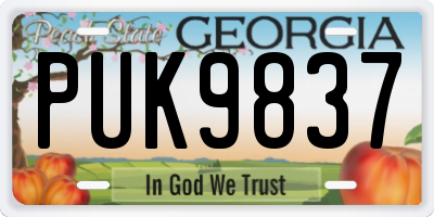 GA license plate PUK9837