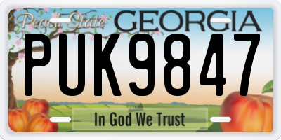 GA license plate PUK9847