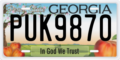 GA license plate PUK9870