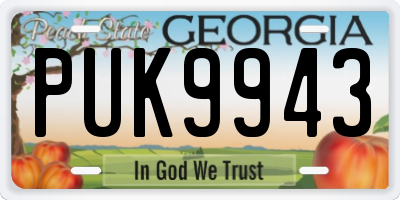 GA license plate PUK9943