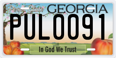 GA license plate PUL0091