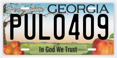GA license plate PUL0409