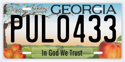 GA license plate PUL0433