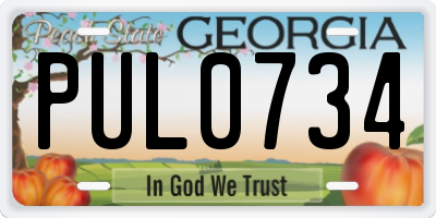 GA license plate PUL0734